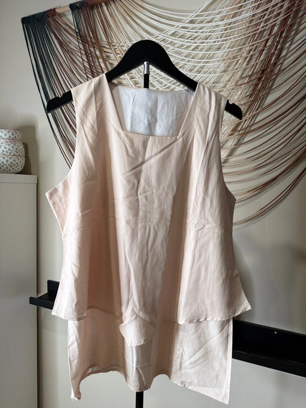 Pink tiered tank shell NWOT L 3423